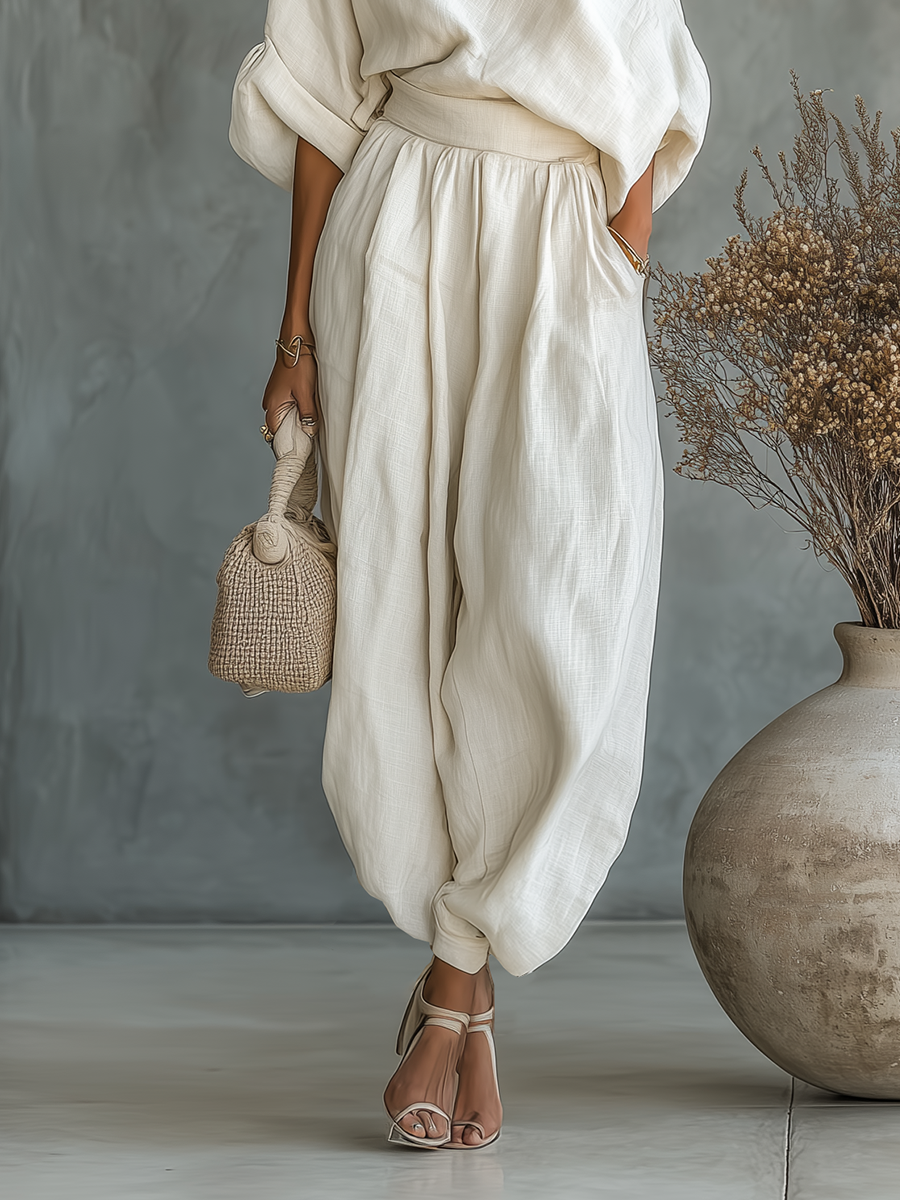 Set in Lino con Top Off-Shoulder