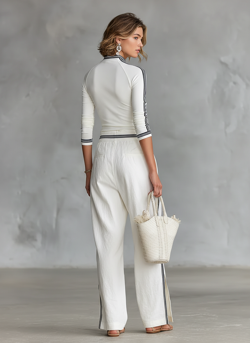 Set Sportivo Pantaloni Larghi con Cintura