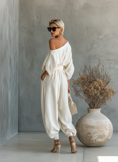 Set in Lino con Top Off-Shoulder