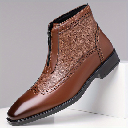 Clariselle Belmont — Stivali con Texture Struzzo e Zip Frontale