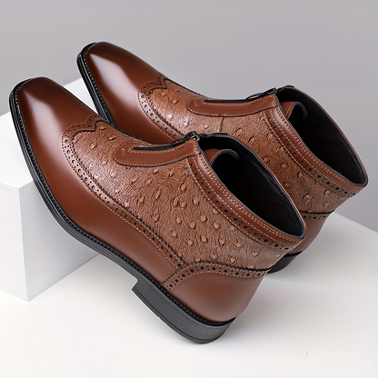 Clariselle Belmont — Stivali con Texture Struzzo e Zip Frontale