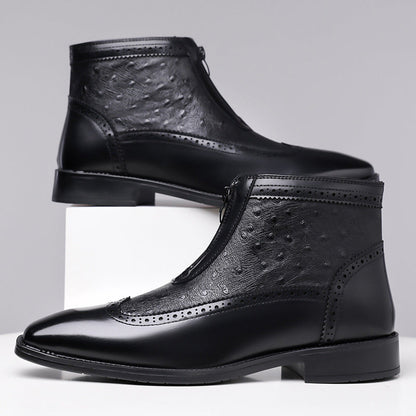 Clariselle Belmont — Stivali con Texture Struzzo e Zip Frontale