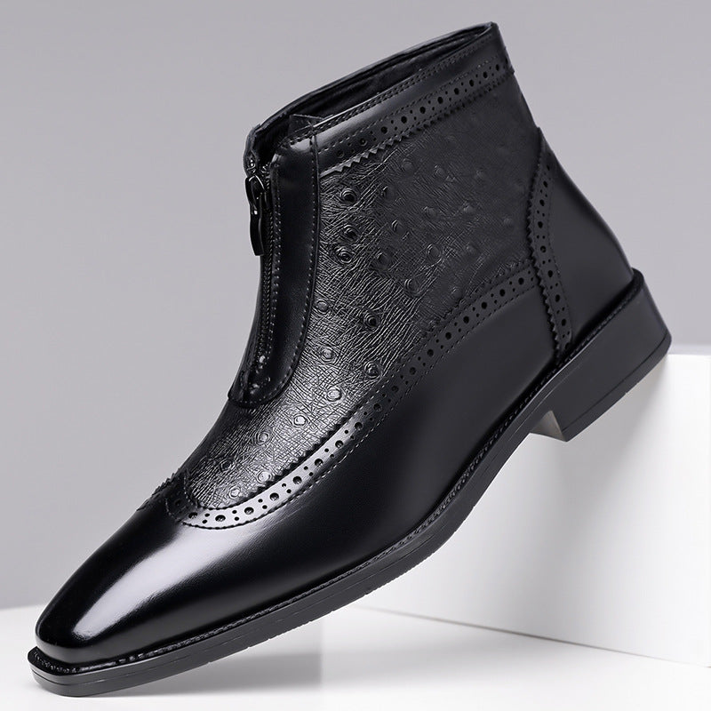 Clariselle Belmont — Stivali con Texture Struzzo e Zip Frontale