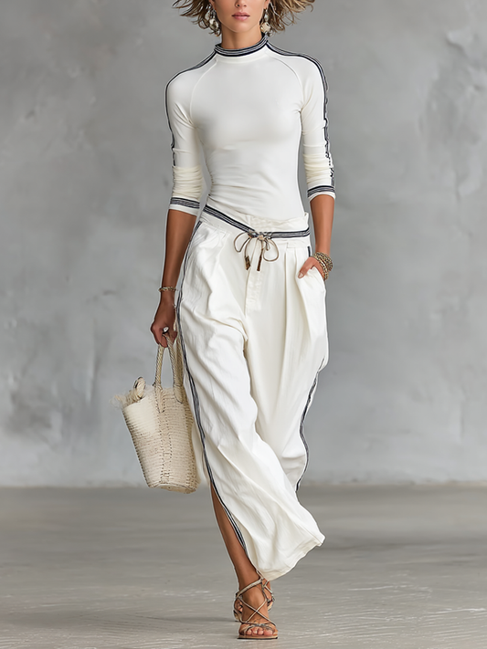 Set Sportivo Pantaloni Larghi con Cintura
